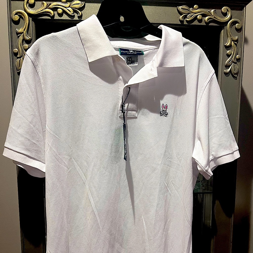 Psycho Bunny white polo shirt